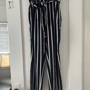 H&M Striped Black, White, and Green Women's Pants